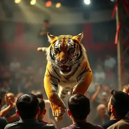 Falha em grade de proteção de circo deixa tigre solto diante da plateia